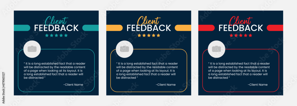 Client or customer service review feedback testimonial social media post banner, Feedback review post design template - obrazy, fototapety, plakaty 