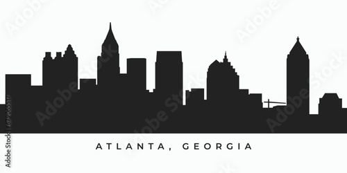 Atlanta skyline silhouette horizontal banner. Georgia cityscape in vector format