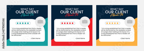 Creative client testimonial social media post design. Customer service feedback review social media post