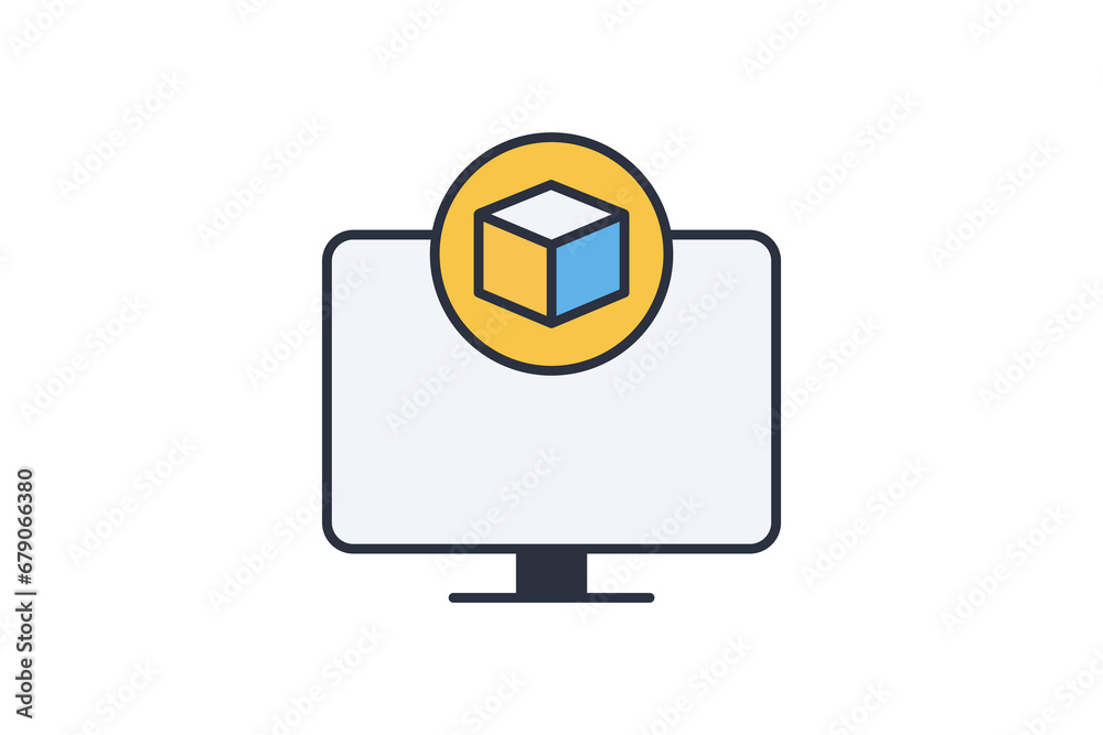 3d screen icon. screen with augmented reality. icon related to 3D display technology. flat line icon style. simple vector design editable 3d screen icon. screen with augmented reality. icon related to 3D display technology. flat line icon style. simple vector design editable