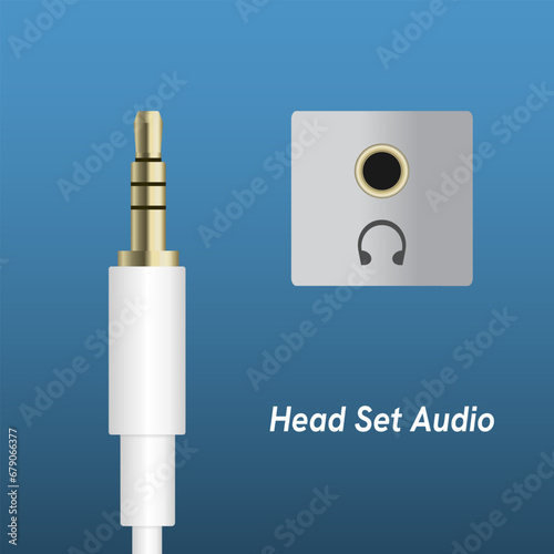 jack Audio plug for connection sound equipment. Eps10 vector illustration. Isolated on white background.