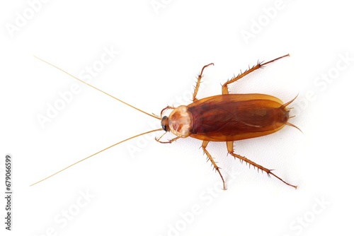 Top view a dead cockroach isolated on a white background