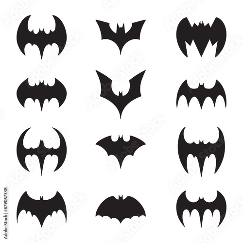 Set of bat silhouette vector