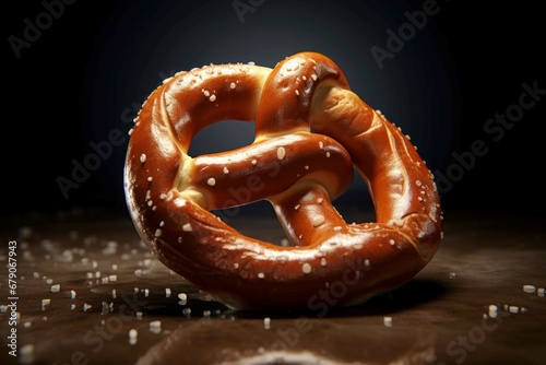 Soft baked pretzel with salt. Twisted traditional Bavarian bakery doughy bread. Generate ai photo