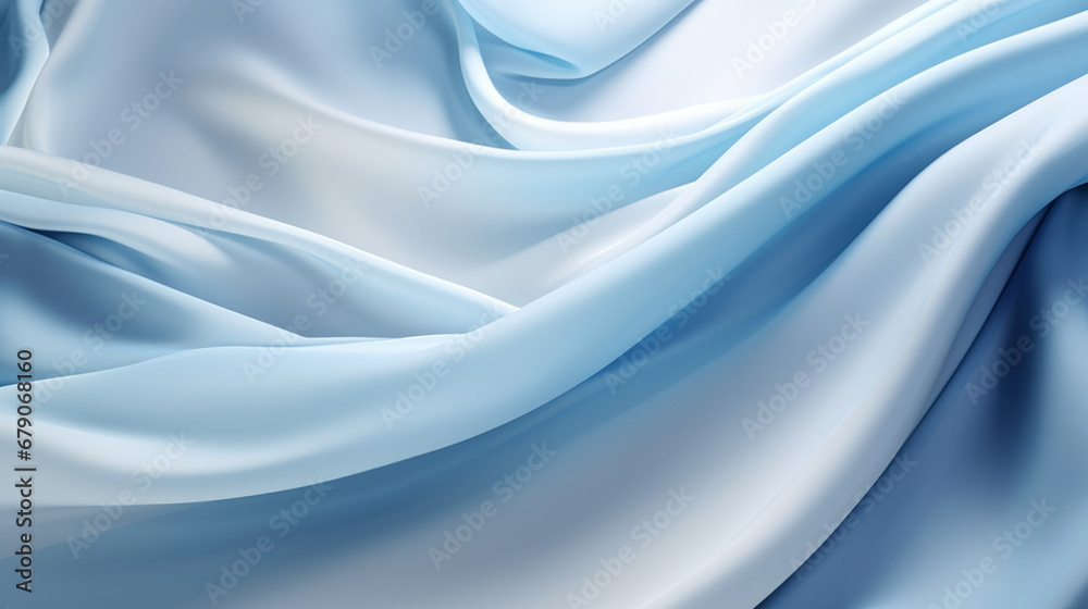 Fototapeta premium Rumpled blue satin fabric, close-up