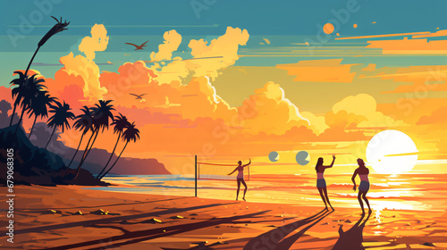 Website slider for summer. Volleyball on the beach © UsamaR