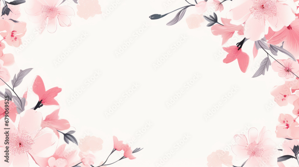 Pastel Japanese cherry blossom illustration frame with space Pastel Japanese cherry blossom illustration frame with space