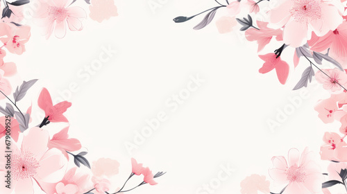 Pastel Japanese cherry blossom illustration frame with space