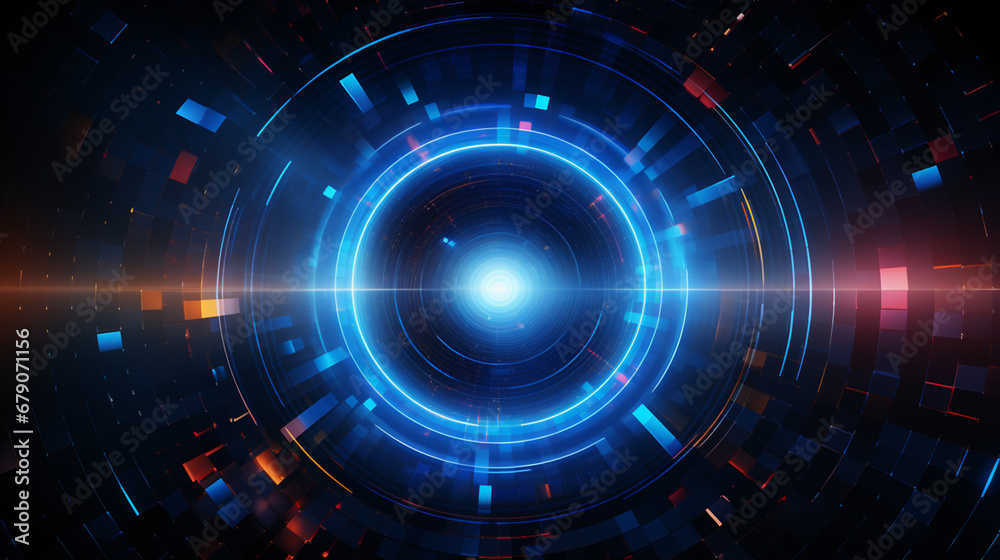 Obraz premium Glowing digital circle, energy source.