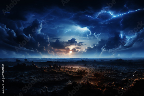 Dangerous and violent lightning, lightning storm events. © Gun