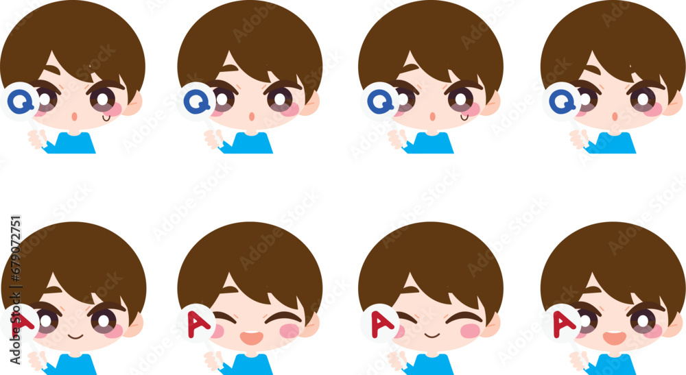 Q &A　男性イラストセット
