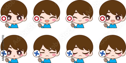 マルとバツ　男性イラストセット