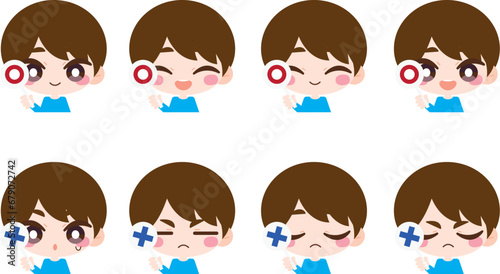 マルとバツ　男性イラストセット