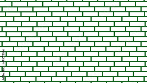 Brick wall background. Puzzle green rectangular block isolated on the white background. Repeat pattern of connecting geometric texture wall. Backdrop wallpaper concept.