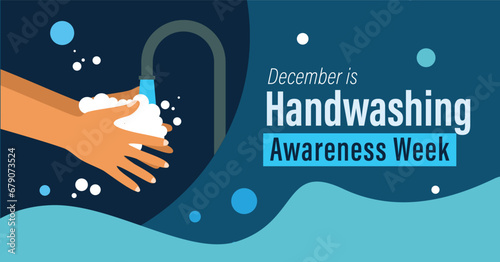 Handwashing awareness week. Observed first week in the month of December. Campaign banner to promote hand hygiene photo
