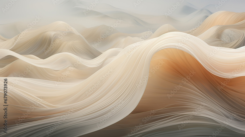 Elegant waves of silken threads forming an ethereal abstract landscape AI generative Elegant waves of silken threads forming an ethereal abstract landscape AI generative