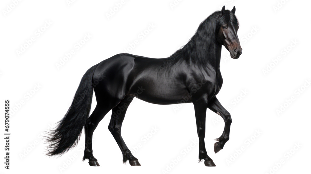 Arabian black horse on the transparent background Arabian black horse on the transparent background