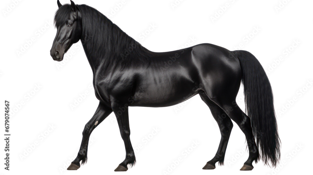 Arabian black horse on the transparent background