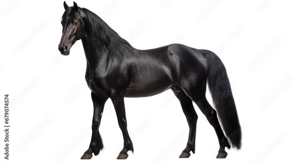 Arabian black horse on the transparent background