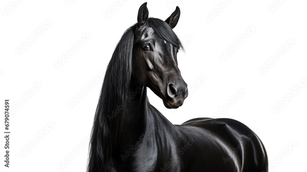 Close-up Arabian black horse on the transparent background Close-up Arabian black horse on the transparent background