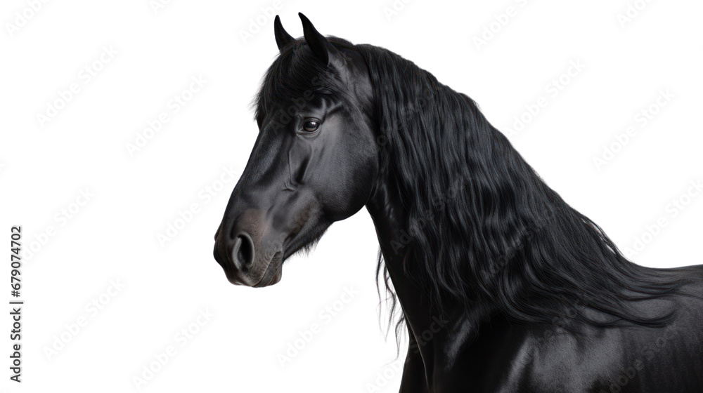 Close-up Arabian black horse on the transparent background Close-up Arabian black horse on the transparent background