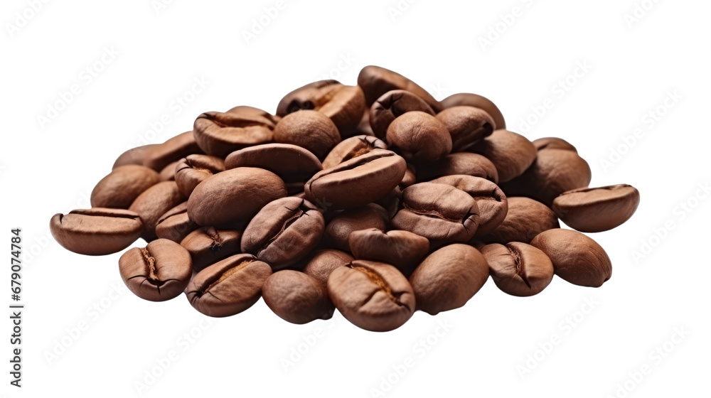 Coffee beans on the transparent background