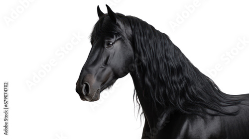 Close-up Arabian black horse on the transparent background
