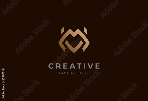 initials MV or VM logo. monogram logo design combination of letters M and V in gold color. usable for brand and business logos. flat design logo template element. vector illustration
