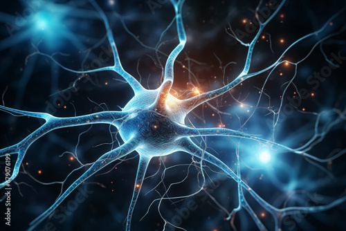 Detailed Illustration of Neuron in Brain
