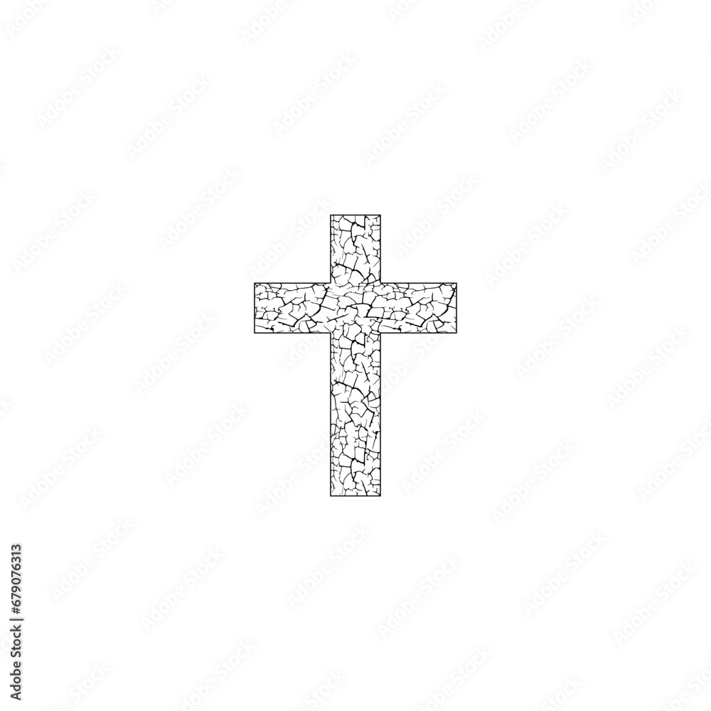 Fototapeta premium Christian cross with abstract texture. Religion concept illustration isolated on white background