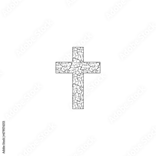 Christian cross with abstract texture. Religion concept illustration isolated on white background