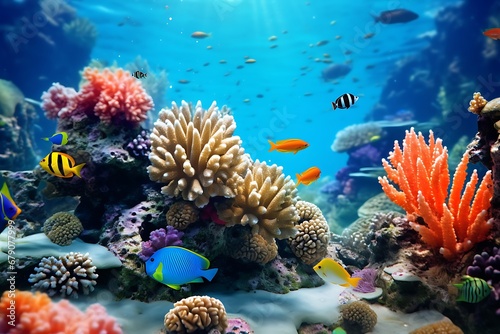 coral reef in sea. coral reef with fish and coral. coral reef in the sea. Underground marine life © George Designpro