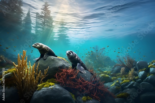 A seal under the sea. Marine life