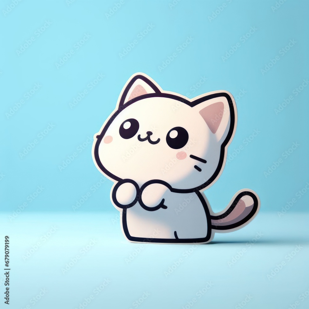 Cute little kitten looking upwards against a blue background and space for text. Cute little kitten looking upwards against a blue background and space for text.