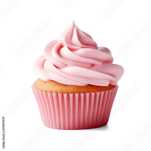 Cupcake with pink cream frosting Sweet dessert Delight © Daisy