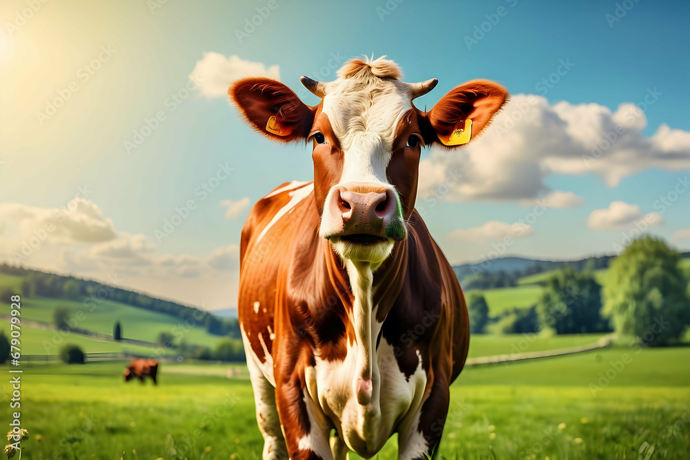 portrait of cow in the field portrait of cow in the field
