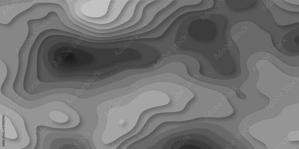 Gray and black abstract papercut background. Abstract black papercut background 3d realistic design use for ads banner and advertising print design vector. 3d topography relief. Vector topographic. - obrazy, fototapety, plakaty 