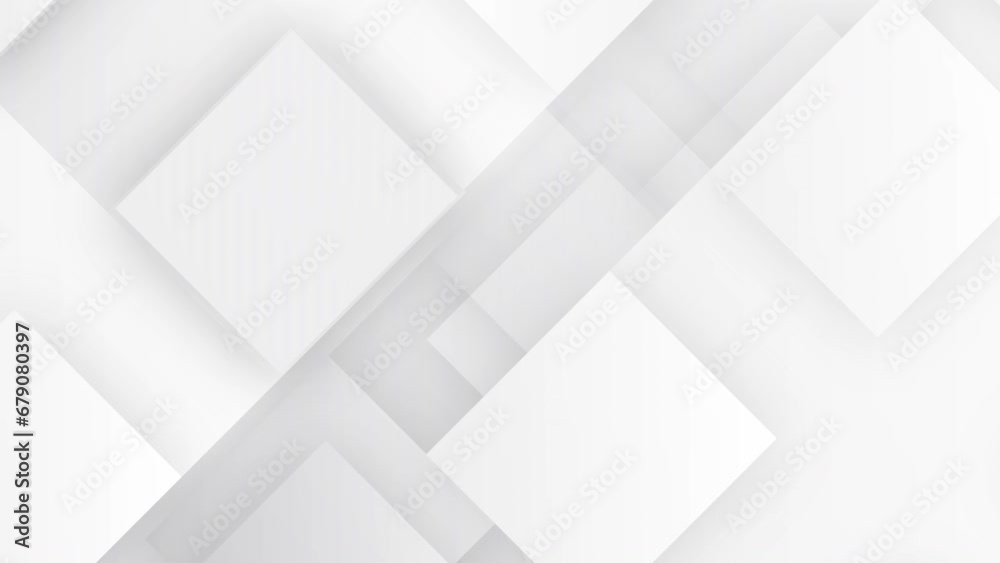 Bright white grey minimal square geometric abstract corporate motion design background. Seamless loop