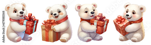 Cute Polar bear character Merry Christmas.