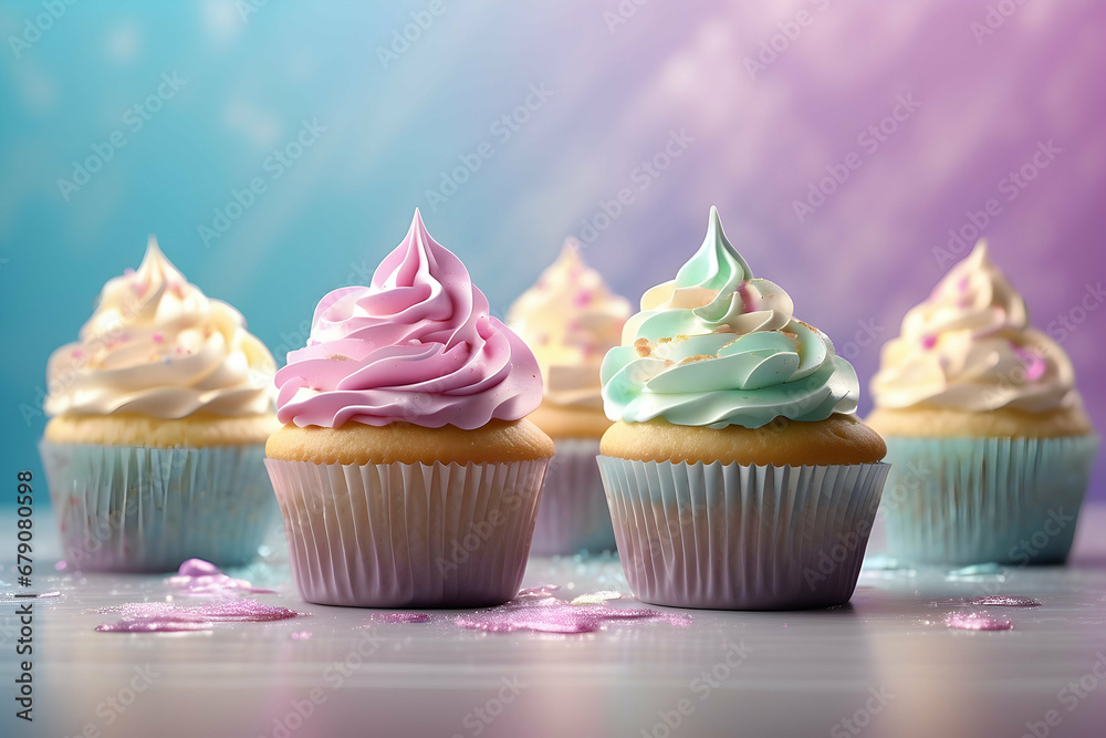 cupcakes with pastel color icing cupcakes with pastel color icing
