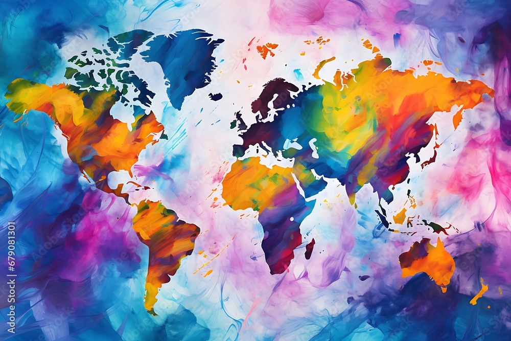 abstract background.world map with splashes. Creative world map