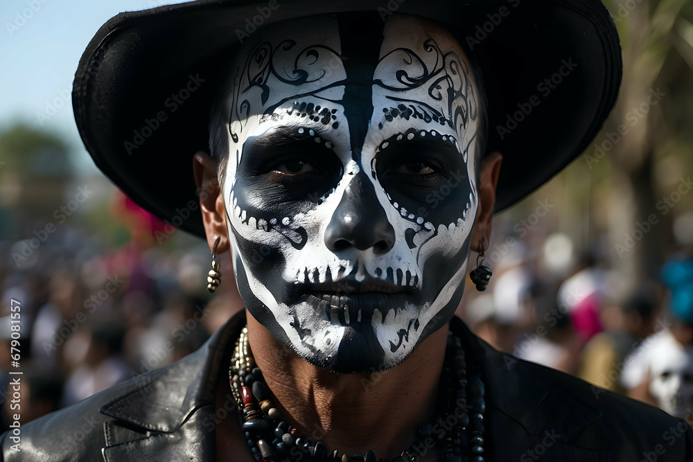portrait of man with skull makeup portrait of man with skull makeup