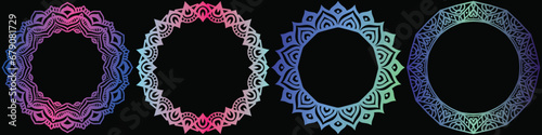mandala circle elements design art frame set.