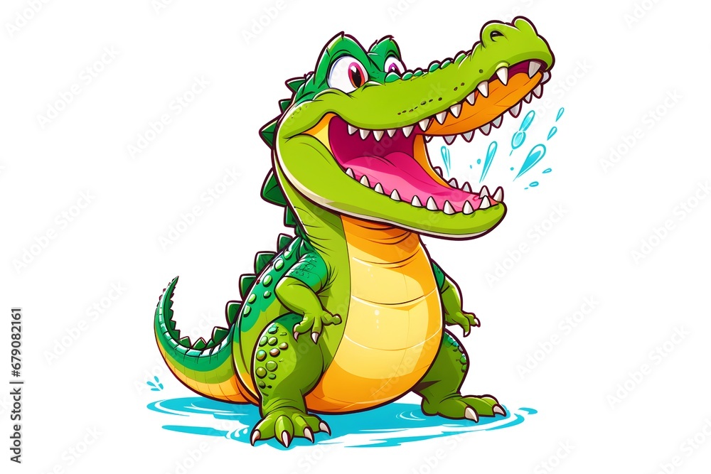 Fototapeta premium A Cartoonish Crocodile in a Playful Pose (JPG 300Dpi 10800x7200)