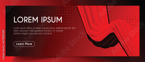 Abstract Red Fluid Banner Template. Modern background design.