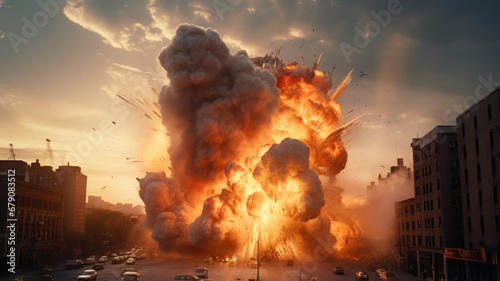 explosion blast in a city photo