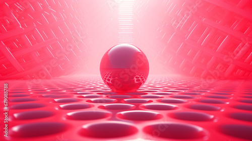 Creative 3d image illustration of red ball with geom photo