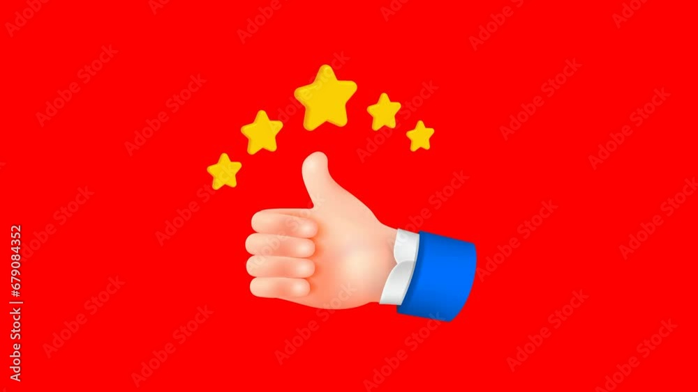 Cartoon hand with raised thumb, ok animation.