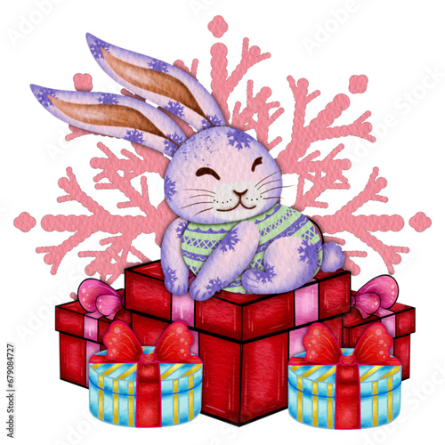 Christmas themed rabbit photo