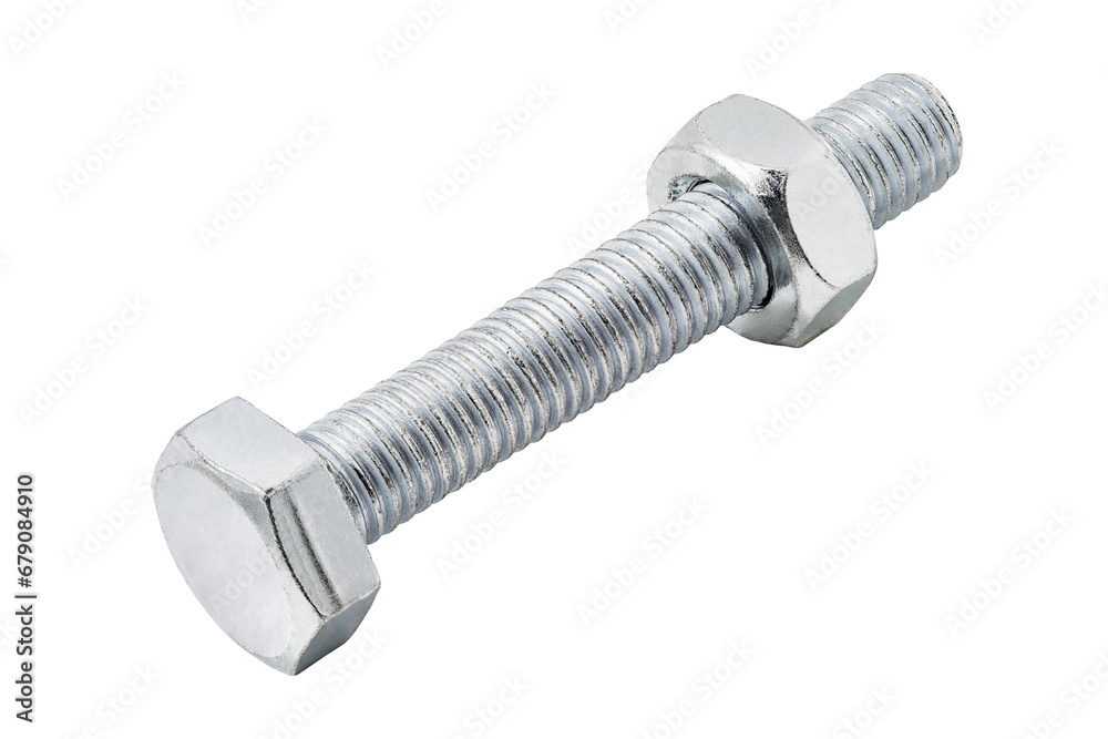 Bolt with screwed nut, isolated on white background with clipping path Bolt with screwed nut, isolated on white background with clipping path